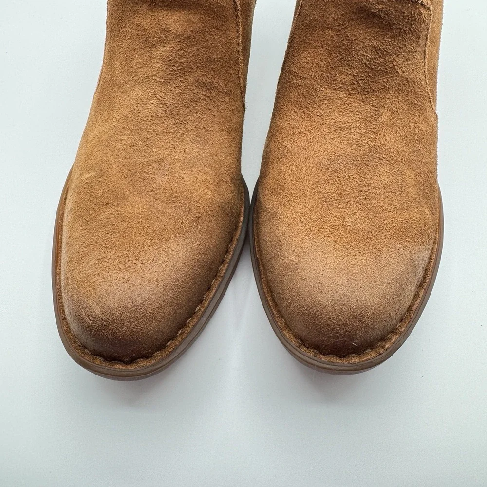 Born Kerri Shoes Women's Size 9.5 Brown Tan Leather Distressed Zip Ankle Bootie